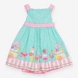 Summer dress green flamingo 