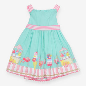 Summer dress green flamingo 