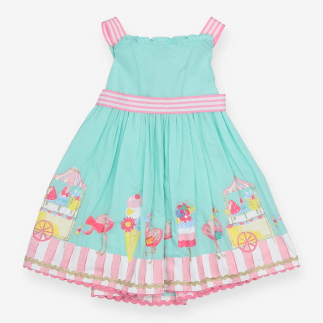 Summer dress green flamingo 