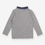 Grey LS collared top with elephant