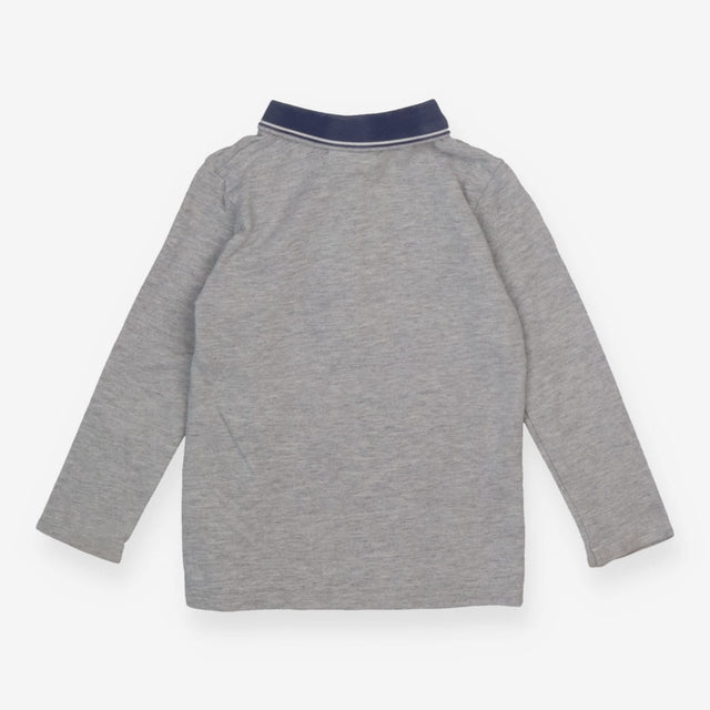 Grey LS collared top with elephant