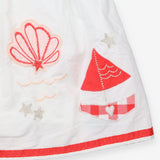 Dress White with Pink Sail Boats and Shells