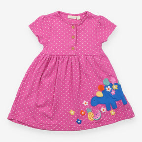 Dress Short Sleeve jersey pink spot blue dinosaur