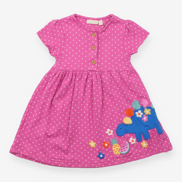 Dress Short Sleeve jersey pink spot blue dinosaur