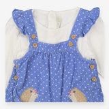 Blue Polka Dot Hedgehog Dungarees + Long Sleeve