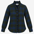 Shirt Blue Green Tartan Check Cotton Ruffle Trim