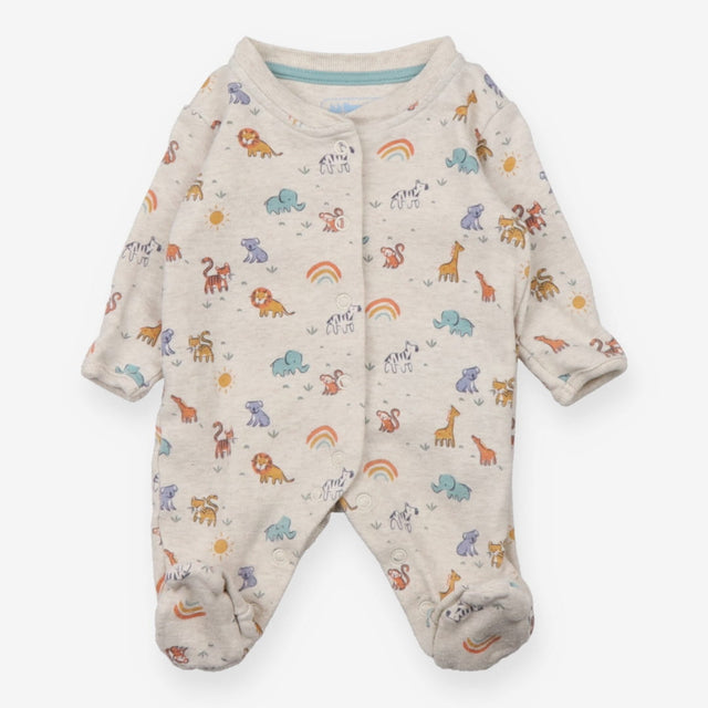 Grey jungle friends sleepsuits rainbows