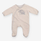 Sleepsuit cream velour grey elephant