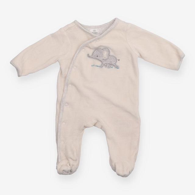 Sleepsuit cream velour grey elephant