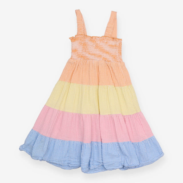 Tiered Dress Orange, Yellow, Pink and Blue