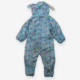Puddlesuit blue flowers pink lining ears