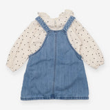 Blue Pinafore and White Polka Dot Bodysuit