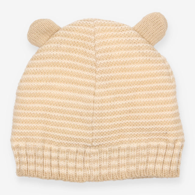 Baby winter hat beige hat with ears knit