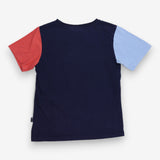 T-Shirt Navy Blue and Red Sleeves Shark Types