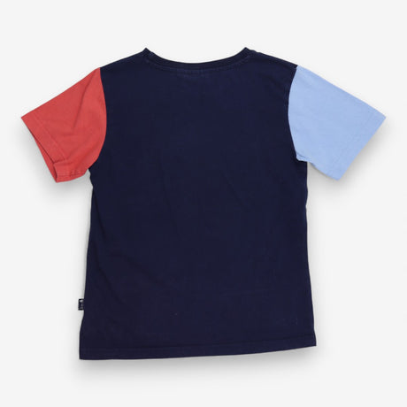 T-Shirt Navy Blue and Red Sleeves Shark Types