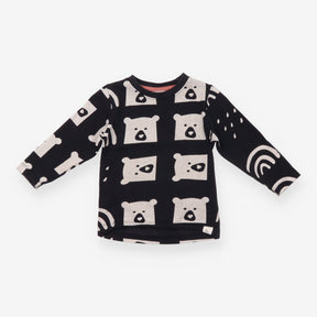 T-Shirt Long Sleeve Black Bear Appliques