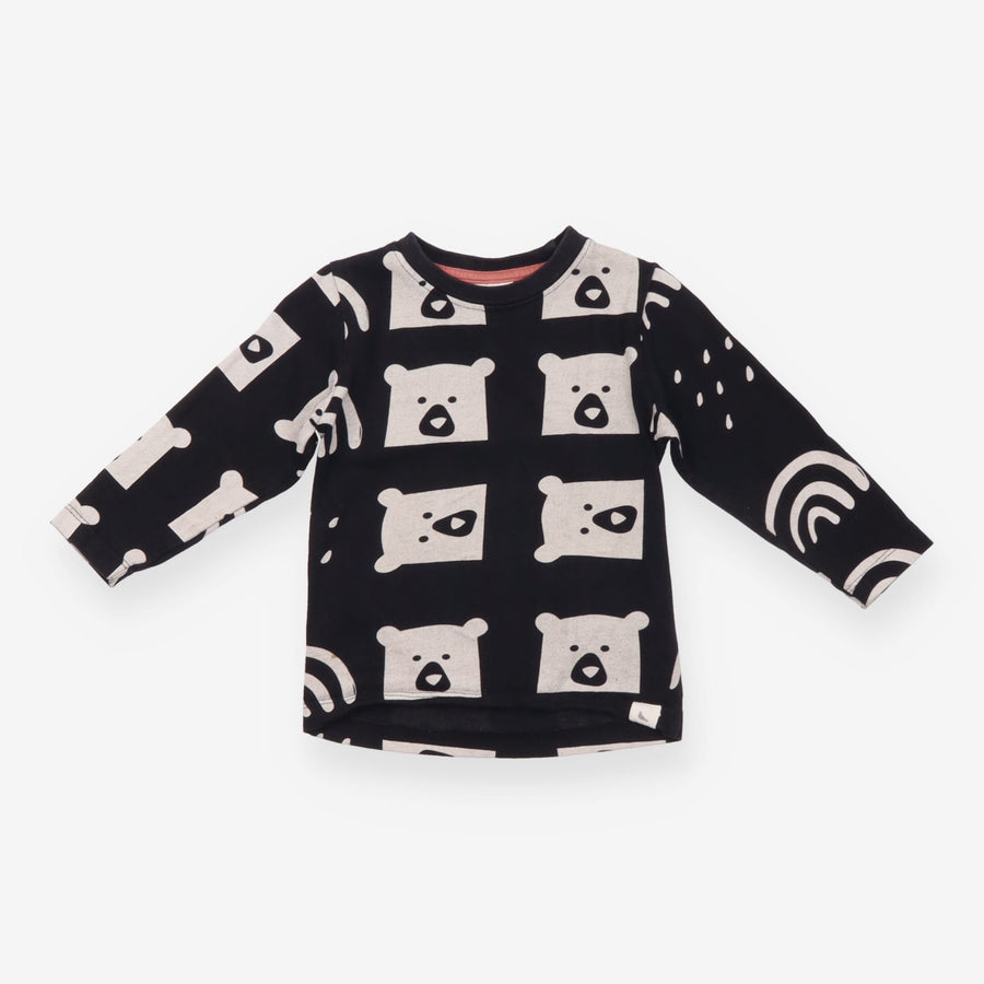 T-Shirt Long Sleeve Black Bear Appliques
