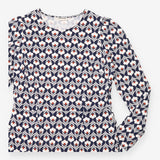 Dress Jersey Long Sleeve Printed Navy