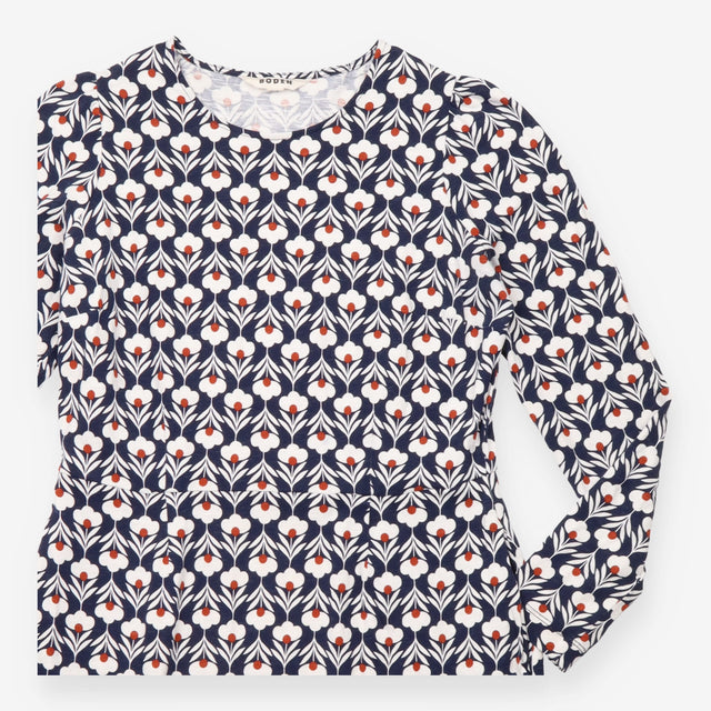 Dress Jersey Long Sleeve Printed Navy