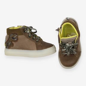 Trainer Boots Light Up Sole Khaki Dinosaur