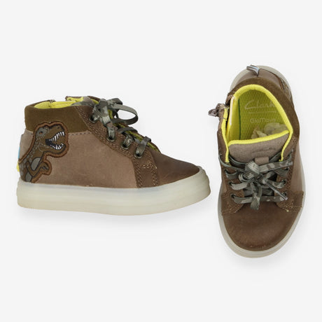 Trainer Boots Light Up Sole Khaki Dinosaur