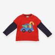 Raglan Red and Navy Croc and Giraffe Applique