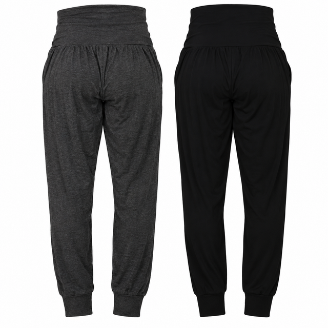Black and Charcoal Over Bump Maternity Lounge Trou