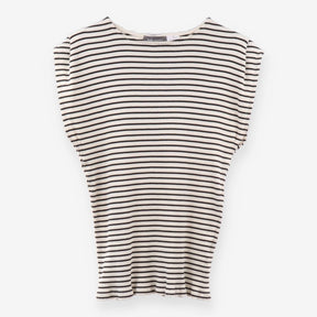Top Sleeveless Stripe Wide neck