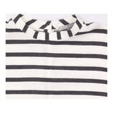 Top Cream Charcoal Striped High Neck Cap Sleeve Re