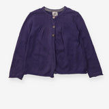 Purple knit cardigan with zigzags