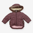 Purple Fleece Lined Coat Flower Zip
