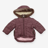 Purple Fleece Lined Coat Flower Zip