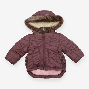 Purple Fleece Lined Coat Flower Zip
