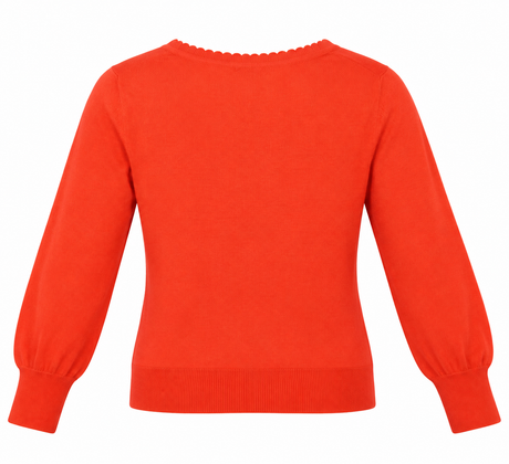 Cardigan Silk Cotton Blend Red Frill Trim V-Neck L
