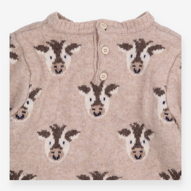Sweater knit fawn brown cows