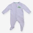 Sleepsuit blue with embroidered green car
