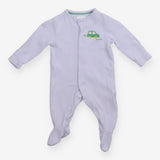 Sleepsuit blue with embroidered green car