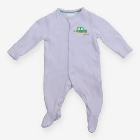 Sleepsuit blue with embroidered green car