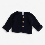Cardigan navy knit wooden buttons