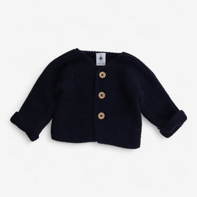 Cardigan navy knit wooden buttons