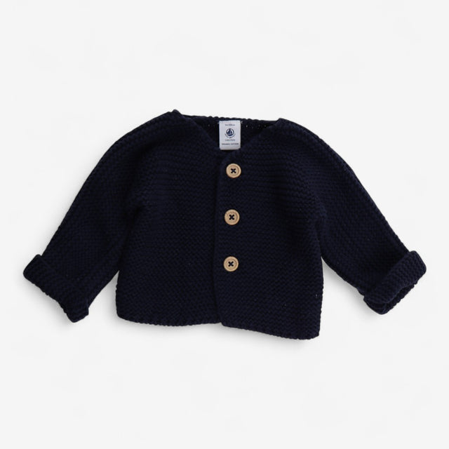 Cardigan navy knit wooden buttons