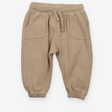 Beige woven trousers with drawstring