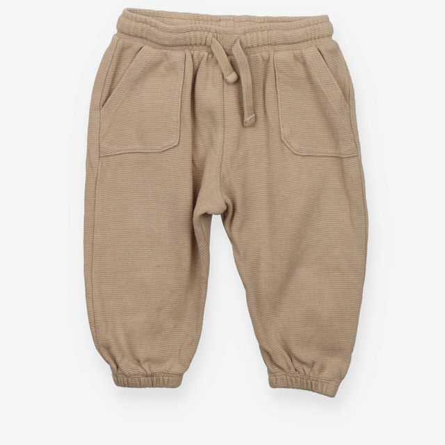Beige woven trousers with drawstring