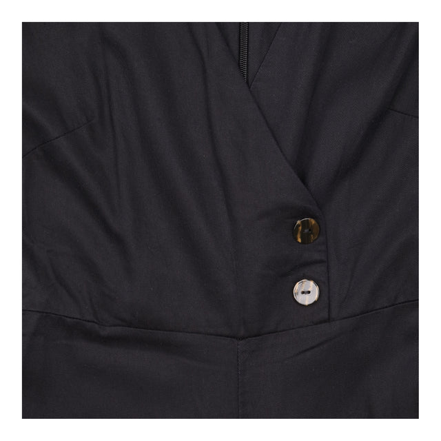 Black Lyocell Wrap Front Button Detail Wide Leg Ju