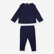 Outfit Navy Long Sleeved Top with Frill Shoulders 