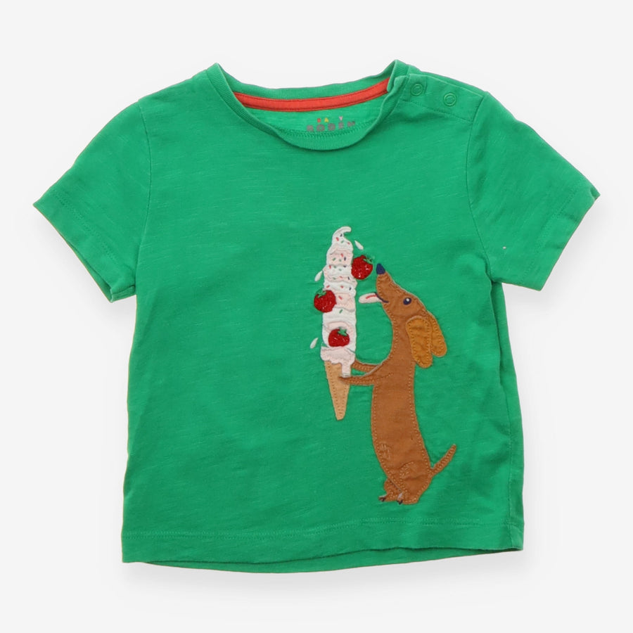T-Shirt Green Sausage Dog Eating Strawberry Ice Cr