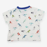 T-shirt white and blue collar birds 