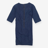 Denim Dress 3/4 Sleeve Tie Waist Pockets