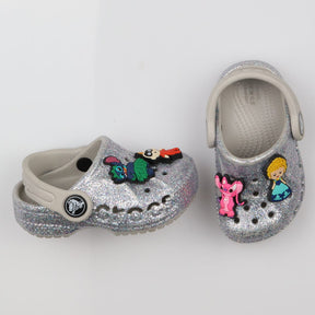 Crocs Silver Glitter with Charms