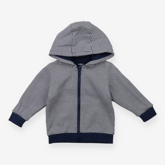 Hooded Sweater Navy Stripe